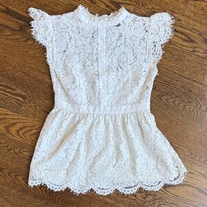 Rachel Zoe White Openwork Lace Blouse